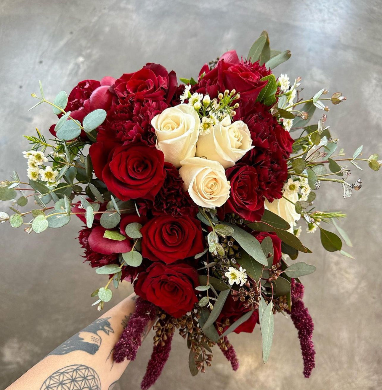 Red heart bouquet