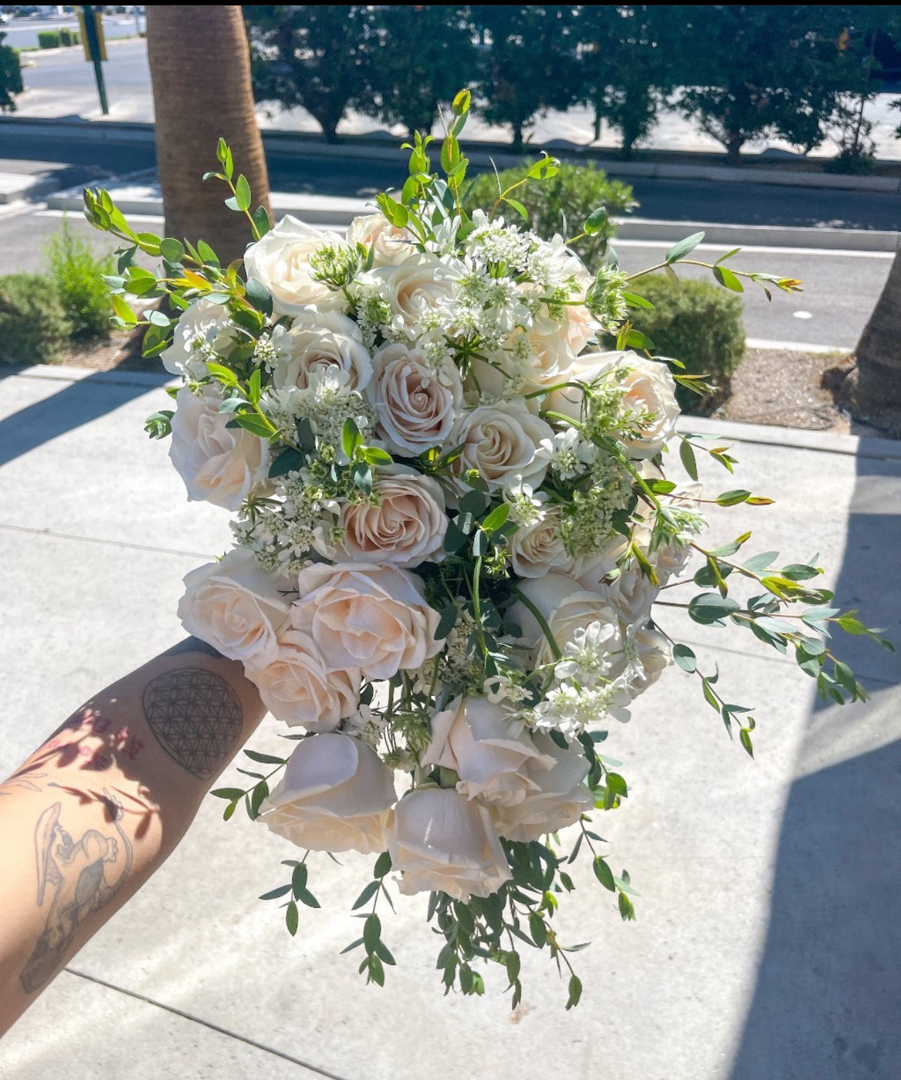 Cascading white bouquet