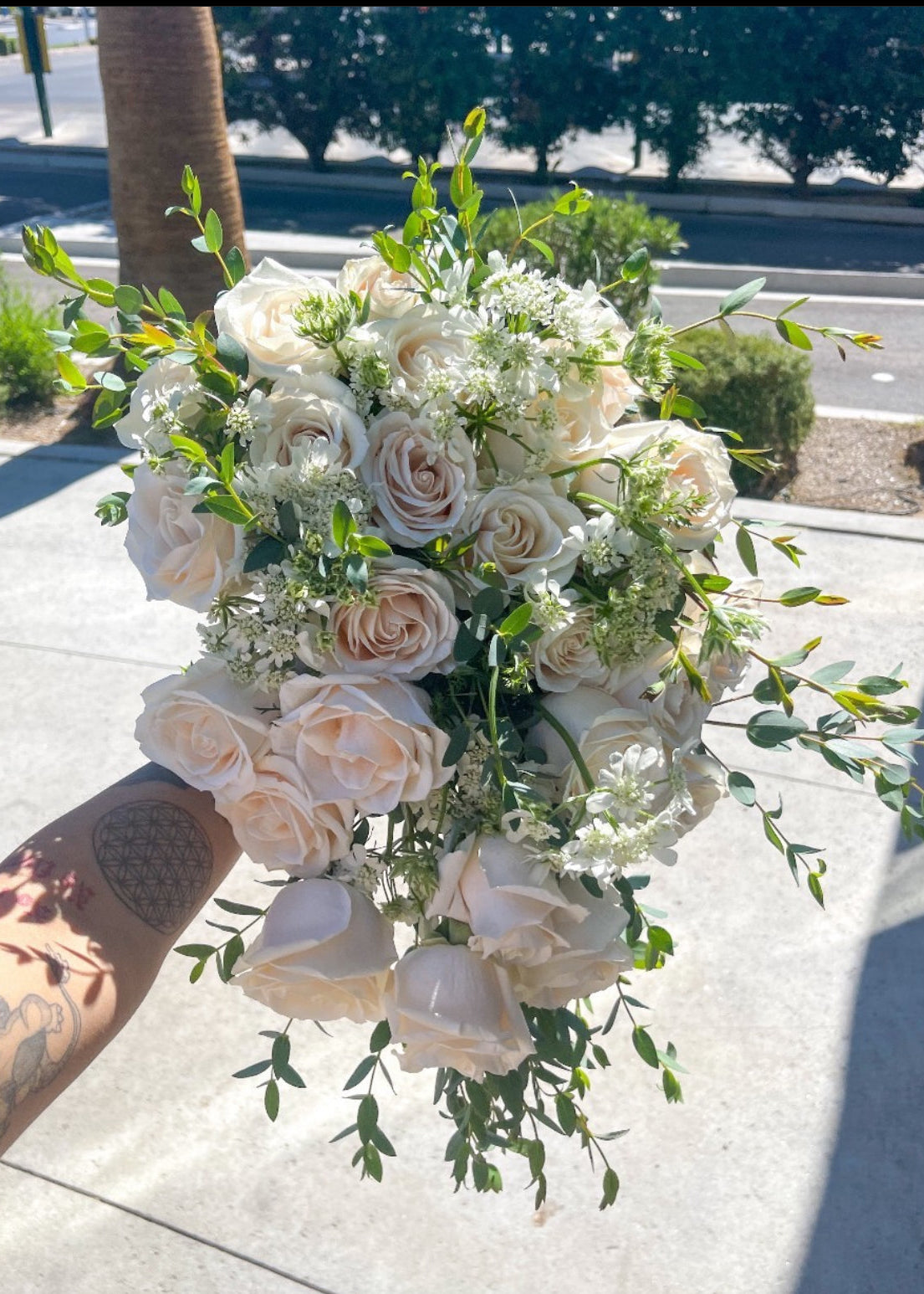 Cascading white bouquet