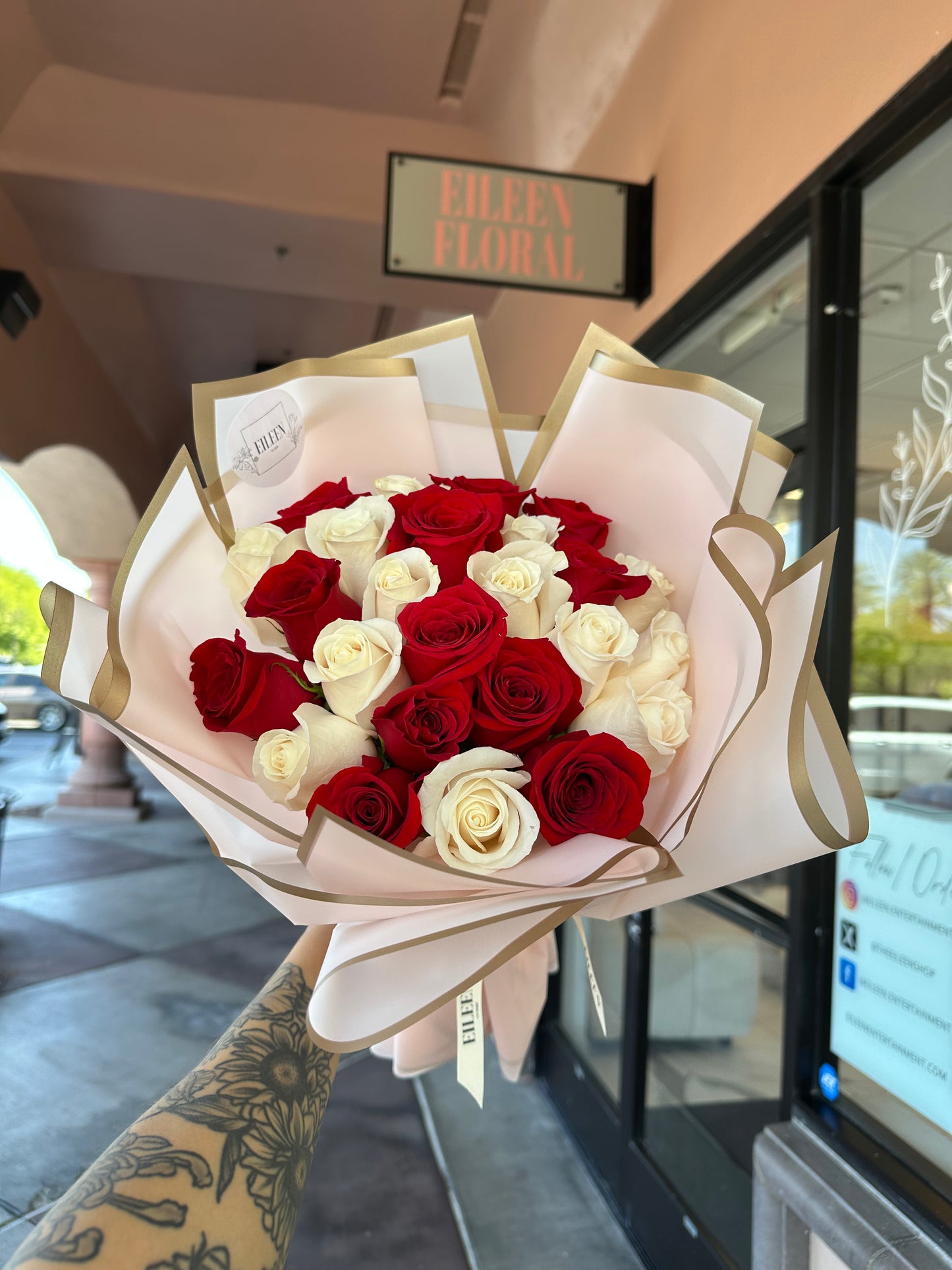 Angel Bouquet - Red and White Roses Only SALE